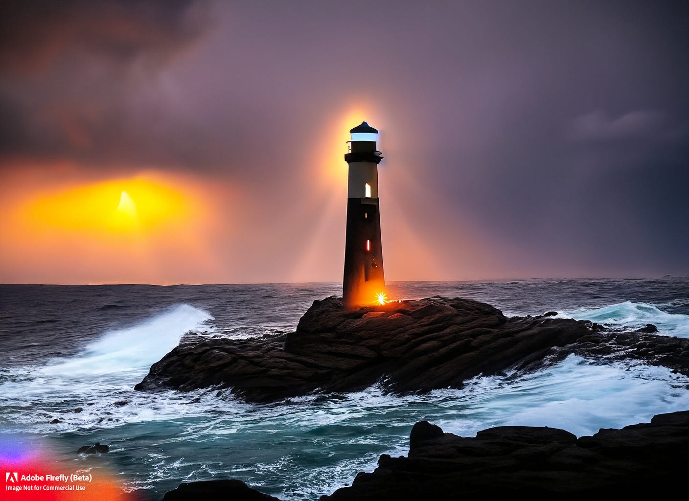 The Lighthouse in the Storm - Image by Author using Adobe Firefly Beta