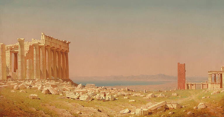 Wall Art - Painting - Ruins of the Parthenon by Sanford Robinson Gifford by Mango Art