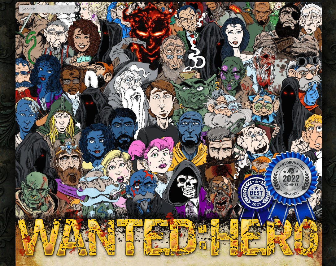 Wanted Hero homepage