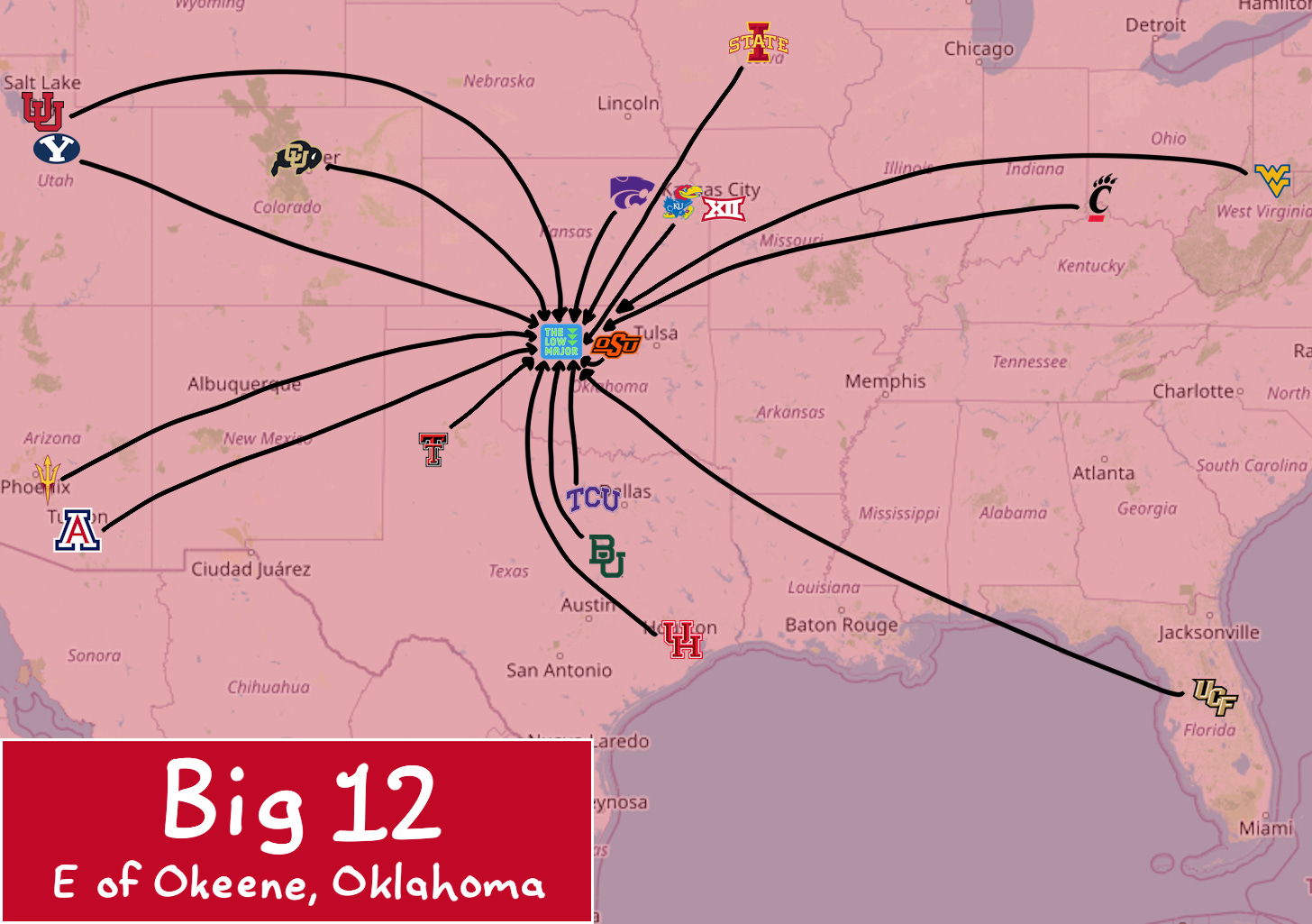 Big 12 midpoint map