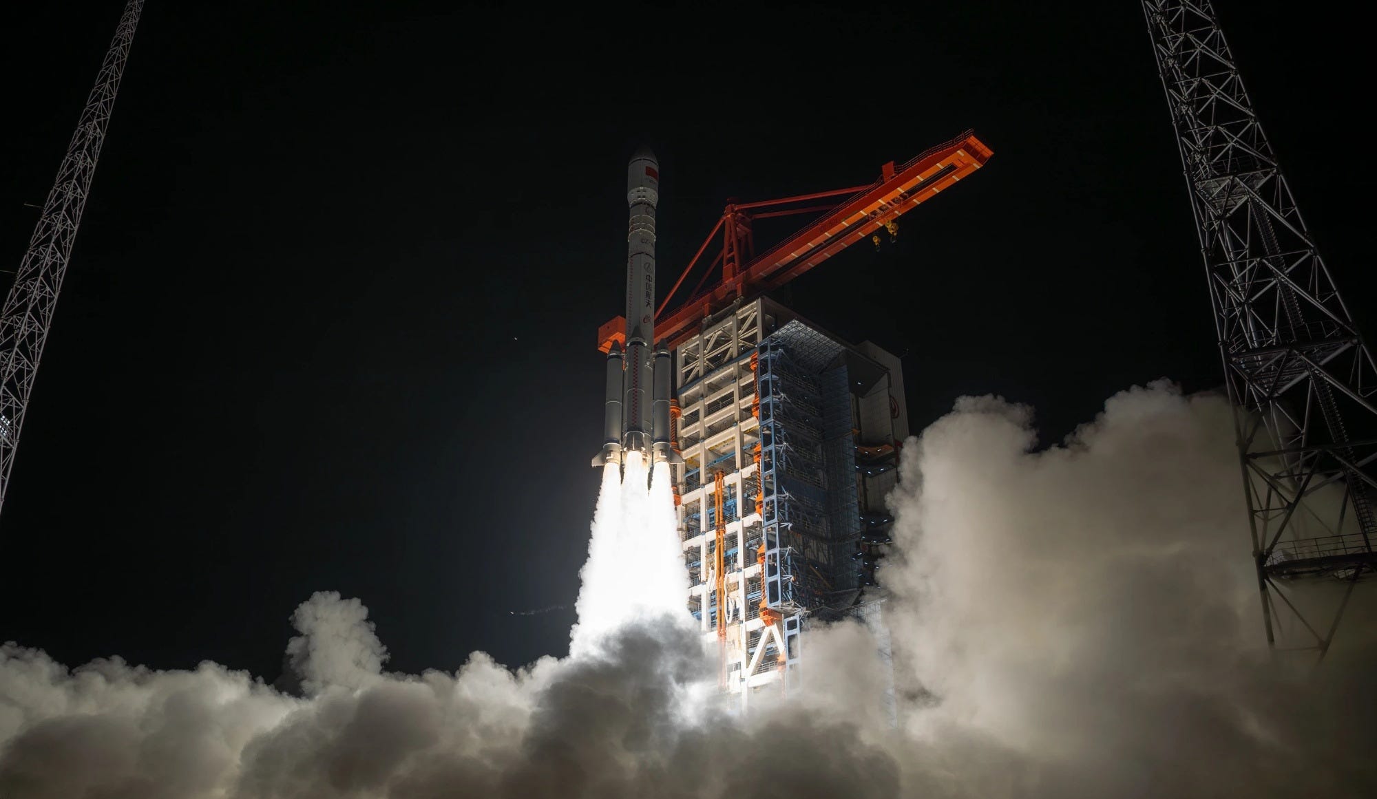 The Long March 6A Y20 vehicle lifting off from Launch Complex 9A carrying the second group of Qianfan satellites.