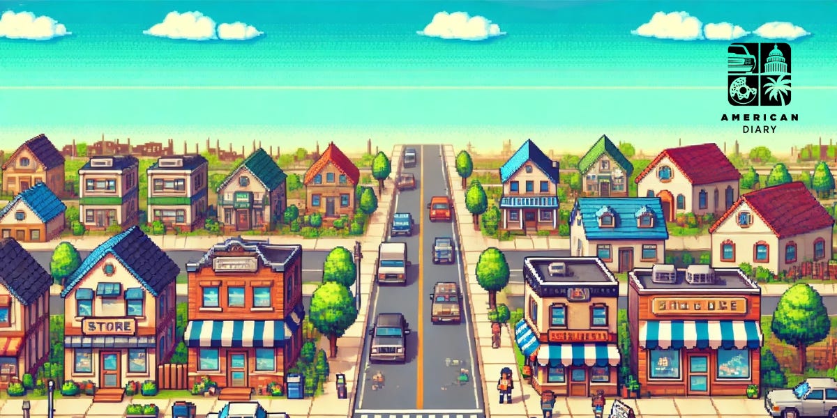 A suburban town with video-game style