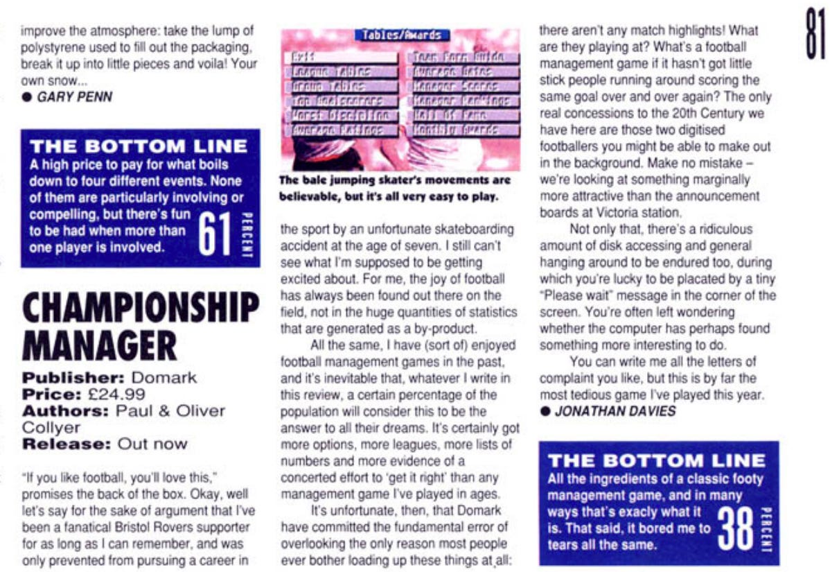 Championship Manager Amiga Review