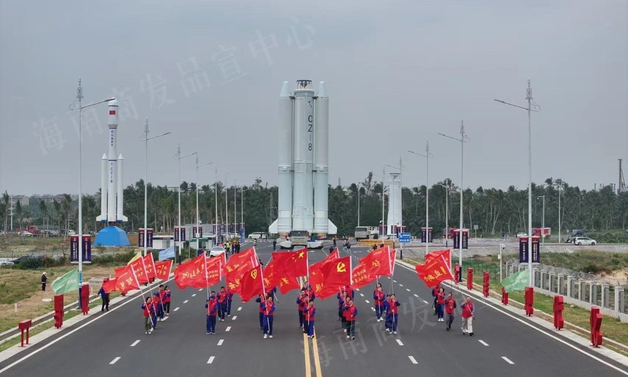 The Long March 8 Y5 vehicle during transport to Commercial Launch Pad 1.