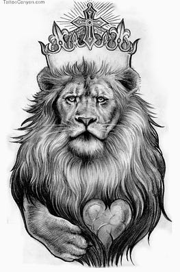 crown, lion, heart | Tribal lion tattoo, Mens lion tattoo, Roaring lion  tattoo