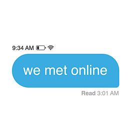we met online. Logo