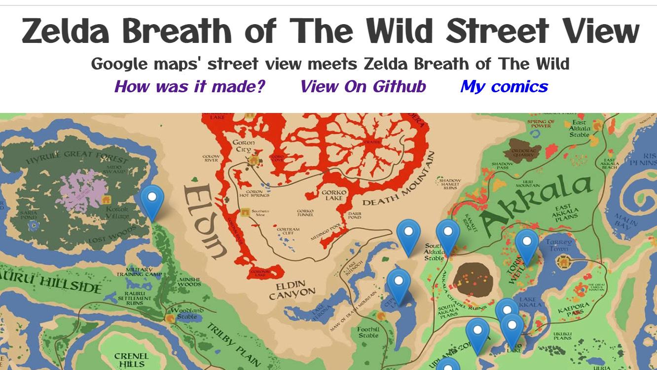 Hyrule map with street view panos