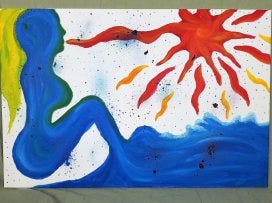 Amazon.com: abstract art, sun, mother earth, strange art, weird art, freaky  art, alternative art, creation art, acrylic painting, 24x36 canvas: Handmade