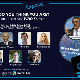 2 days Until 76th W.H.O. WHA! As We Prepare To Launch "Sue The WHO" For Tomorrow, Please WATCH EXPOSE TODAY: "W.H.O. Do YOU Think You Are? Exposing The Globalists WHO Scheme." Friday May 19, 2-5EST