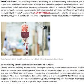BREAKING! Japanese Researchers Warn About Risks Associated With Blood Transfusions From COVID-19 mRNA Vaccinated Individuals 