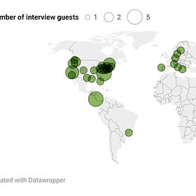 Mapping "AI, Software, & Wetware" interview guest locations 🗣️