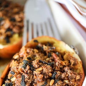 Beef Stuffed Acorn Squash With Marinara and Fried Sage Leaves