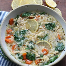 Mediterranean Lemon Chicken Orzo Soup with Dill