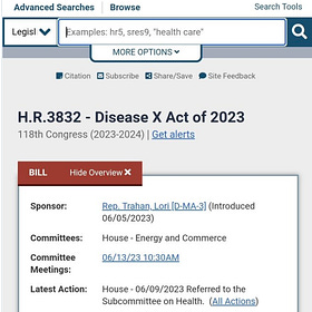 Nothing To See Here: The US Congress Introduced the ‘Disease X Act’ in June of 2023 