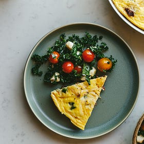 Asparagus bacon frittata and a kale caprese salad