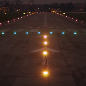 Lights on the runway for the soft landing