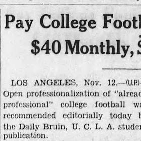 Today's Tidbit... Paying College Athletes In The 1920s-1930s