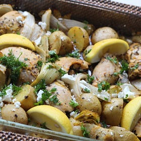 One Pan Greek Lemon Chicken with Potatoes & Artichokes 