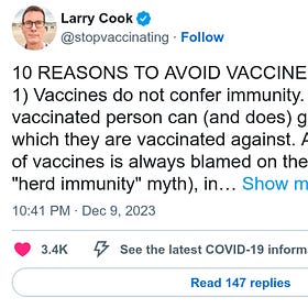 Larry Cook: 10 REASONS TO AVOID VACCINES