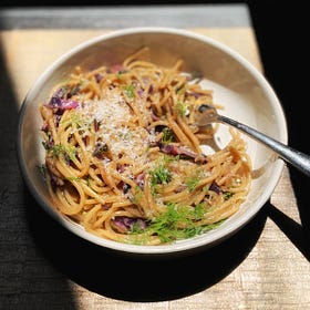 Grilled Red Cabbage Carbonara-Ish