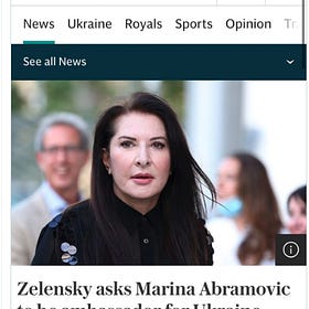Zelensky Asks Marina Abramovic To Be Ambassador for Ukraine 
