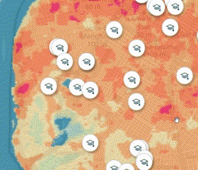 Un mapa interactivo de escuelas e islas de calor