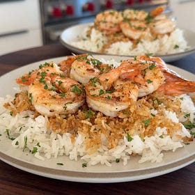 Garlic Butter Shrimp Crispy Rice Bowl