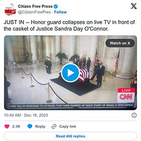Perfectly Normal: Honor Guard Collapses on Live TV in Front of the Casket of Justice Sandra Day O’Connor 