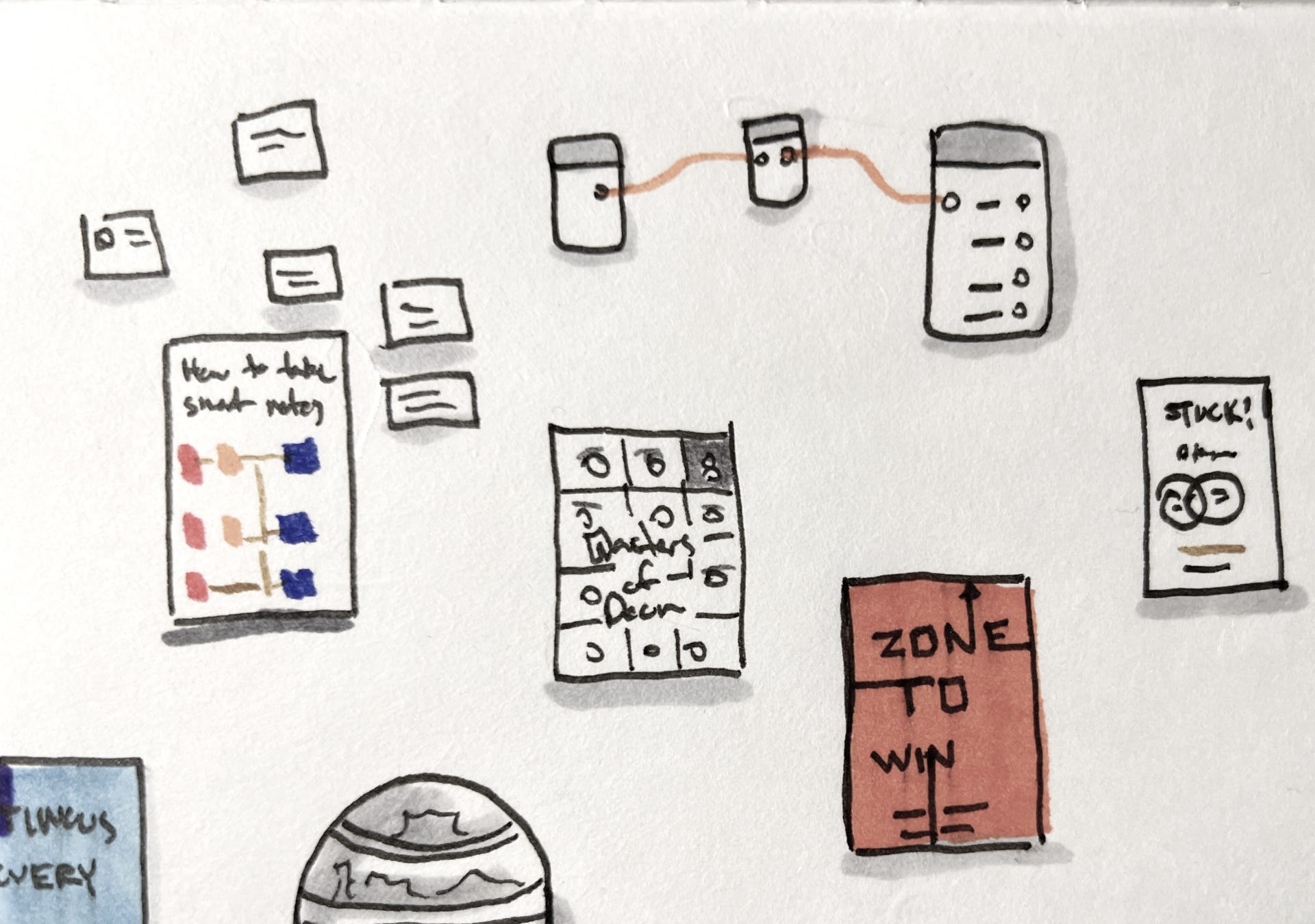 Cover drawing with books and visual programming nodes