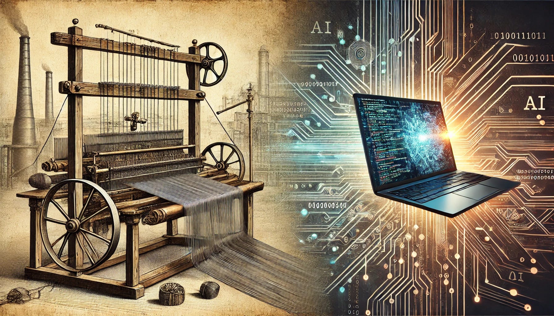 A weaving loom and a laptop