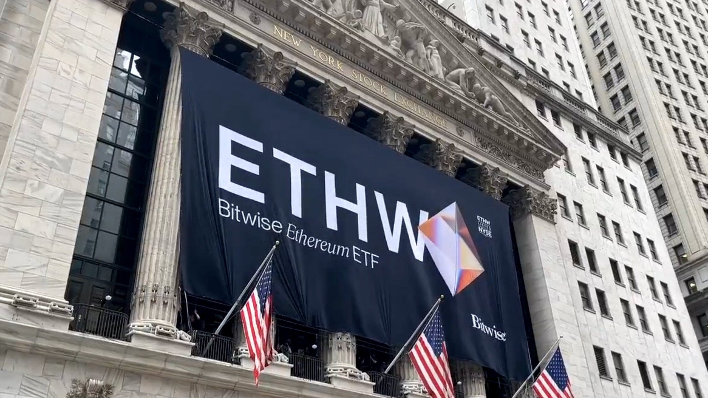 Bitwise Ethereum ETF Banner Hung on New York Stock Exchange - Decrypt