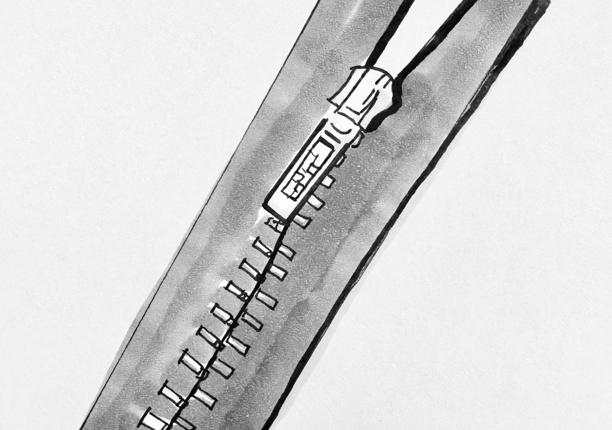 Drawing of a zipper