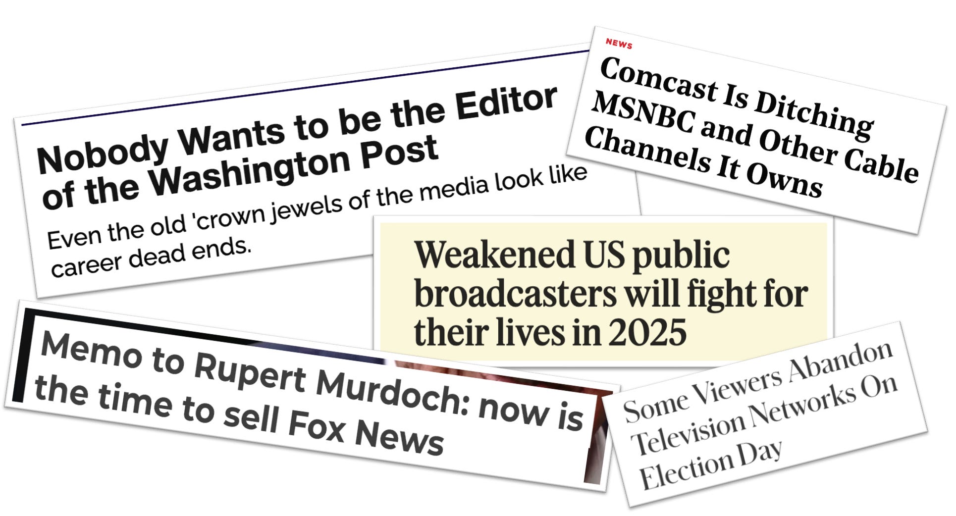 Headlines about news businesses