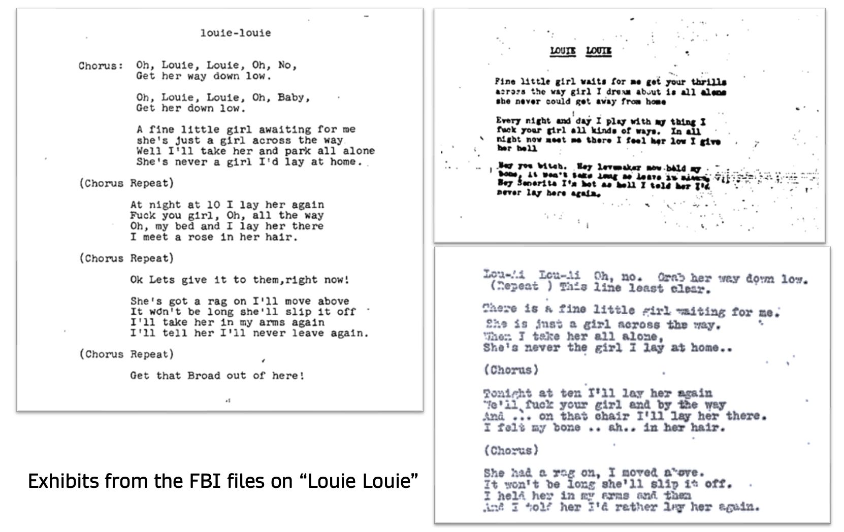 Possible interpretations of "Louie Louie" from the FBI files