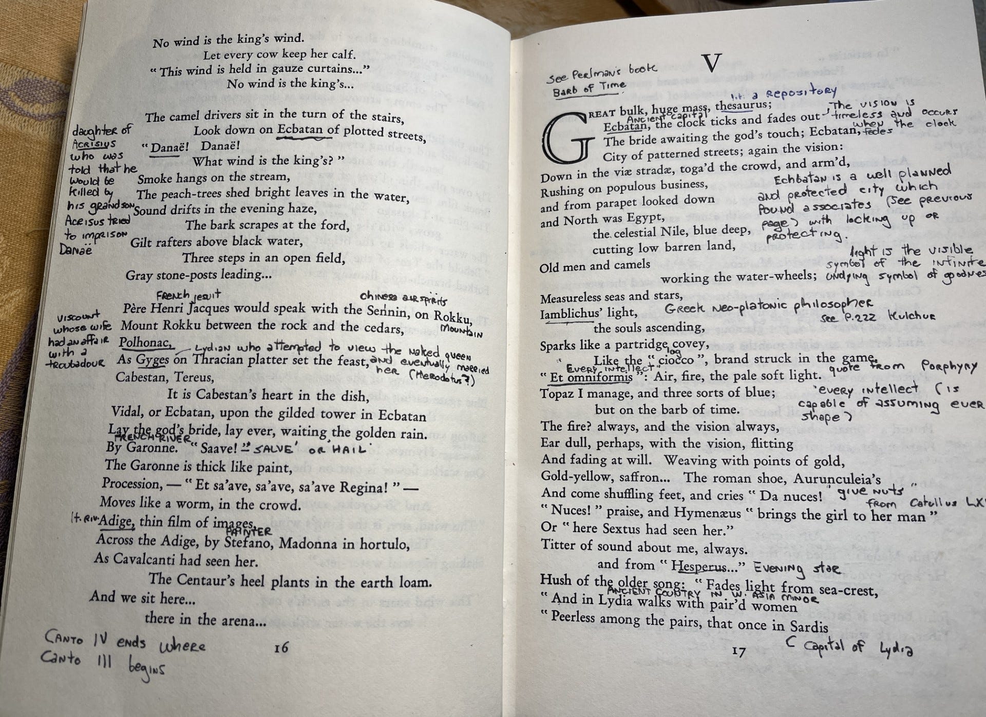 My notes on Ezra Pound's Canto V