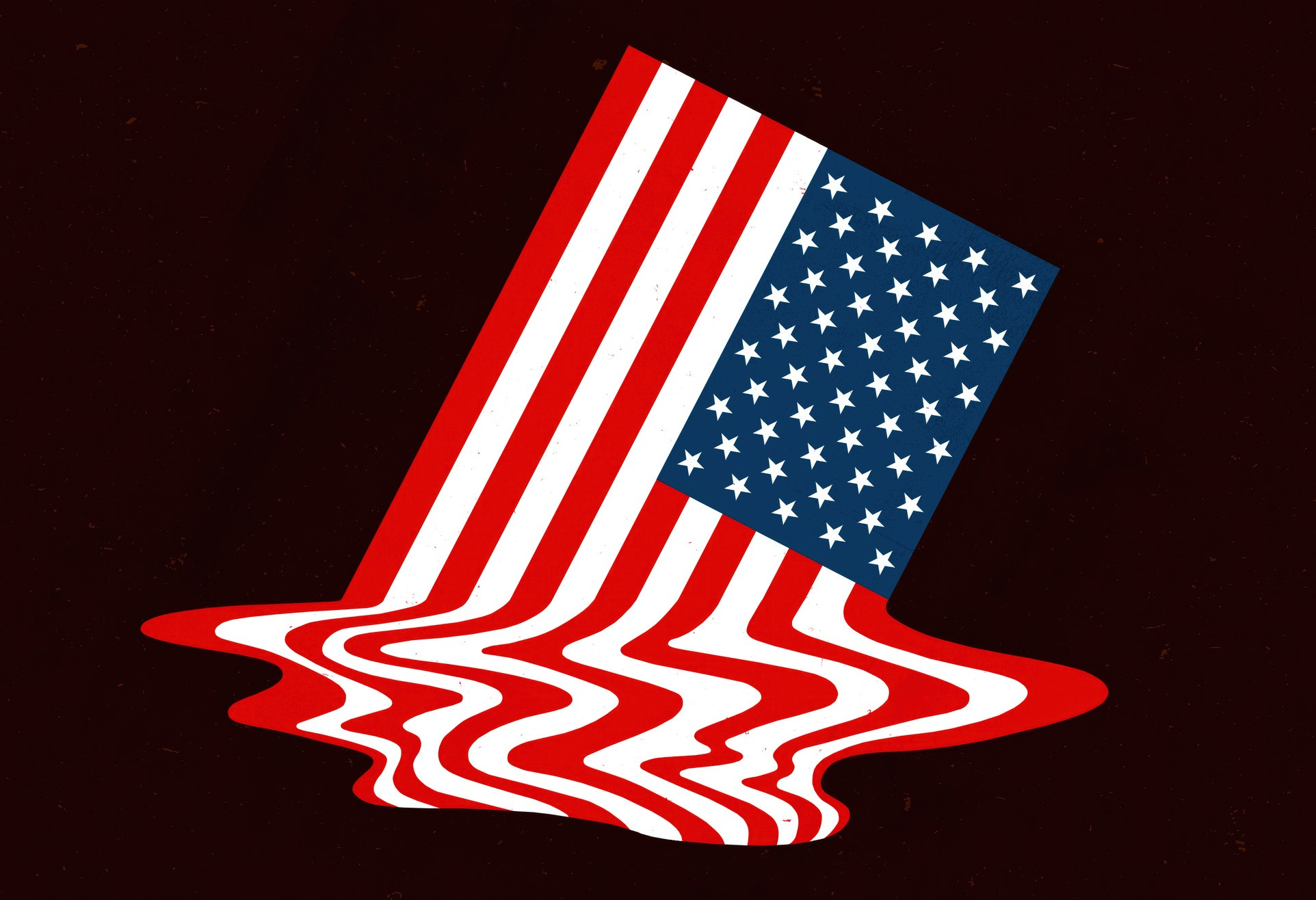 A melting American flag