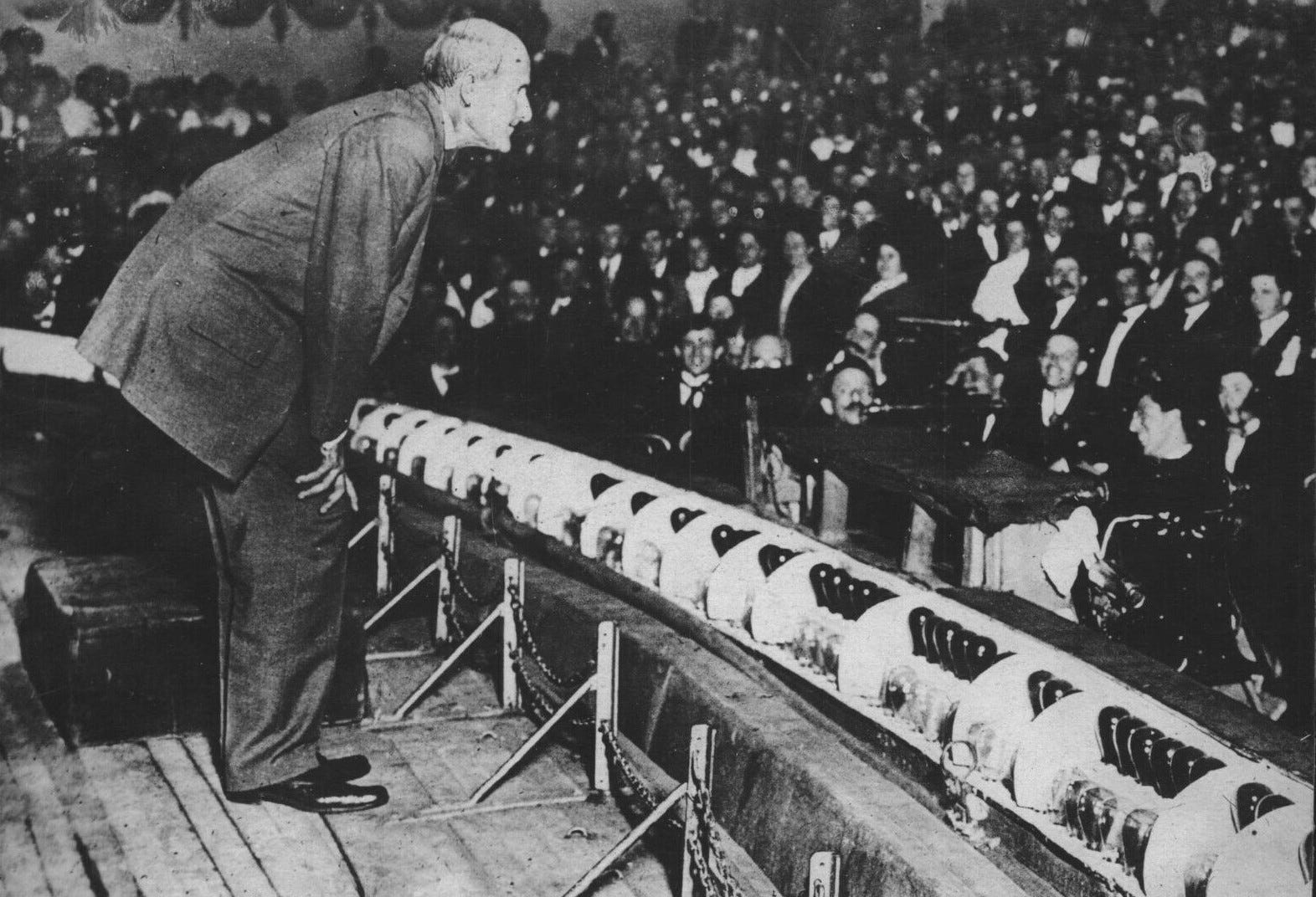 Eugene Debs speaks at the Hippodrome in New York City.