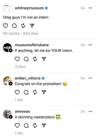 Post that says "omg guys i'm not an intern"