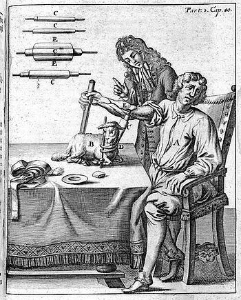 A early blood transfusion from lamb to man Wellcome L0000096.jpg