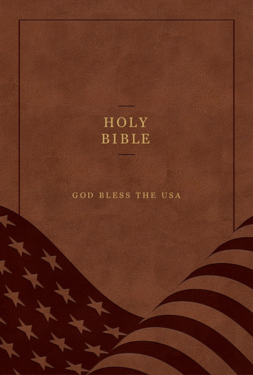 Image of brown leather Lee Greenwood 'God Bless the USA Bible' cover