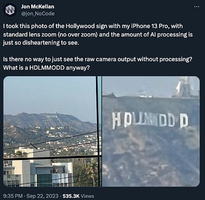 twitter screencap of bad zoom on hollywood sign
