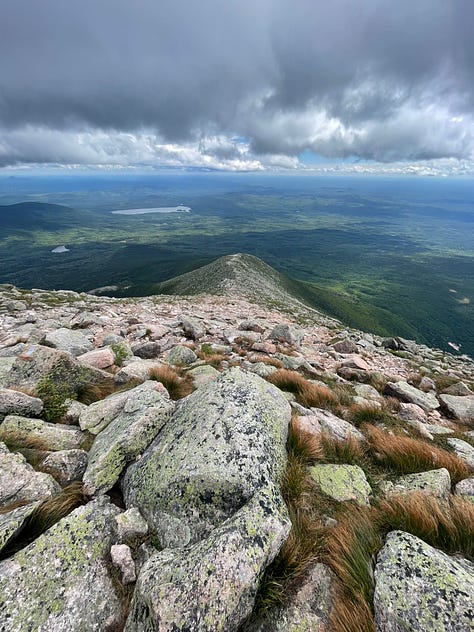 Hiking Pamola Peak, Knife Edge Trail, Chimney Peak, Dudley Trail, Maine North Woods, Maine Wilderness