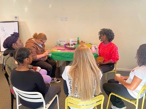 Images of girls from Sister System and StopWatch during the pampering and story-sharing sessions