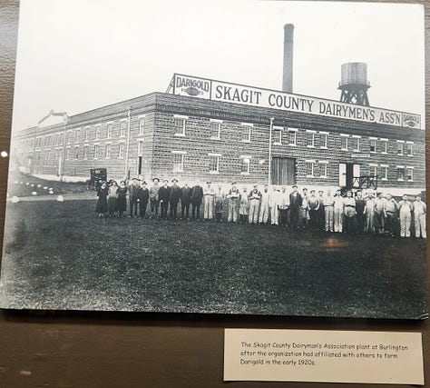 early agricultural images: workers at a seed company, dairy association, and creamery