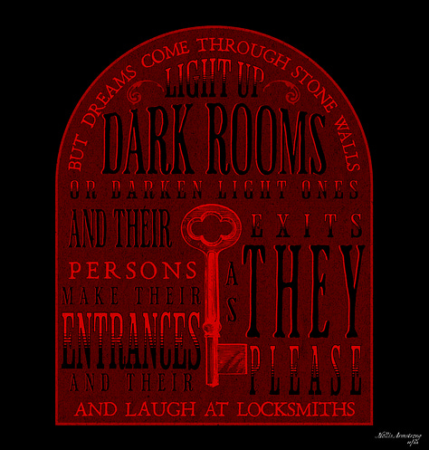 First Image: a stylized quote from the book Carmilla. The text is in a box with an arched top, and done in a black and red color palette. The quote reads: “But dreams come through stone walls, light up ark rooms or darken light ones, and their persons make their entrances and their exits as they please, and laugh at locksmiths.” Second Image: a stylized quote from the book Carmilla. The text is in a box shaped like a coffin, and done in a black and red color palette. The quote reads: You are mine, you shall be mine, you and I are one forever.” Third Image: a stylized quote from the book Carmilla. The text is in a teardrop-shaped border, and done in a black and red color palette. The quote reads: “her pulse, though faint and irregular, was undoubtedly still distinguishable. J. Sheridan Le Fanu. Carmilla.”