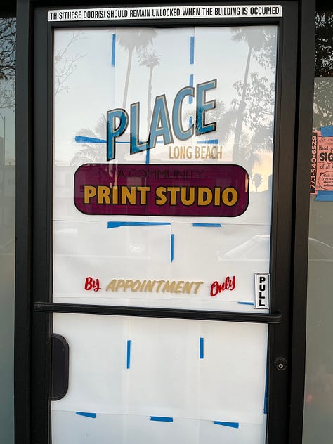 Interior shots  of the print studio and lab, with examples of some publication from their zine library. 