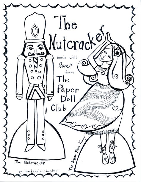 creative family culture, substack, paper doll club, free printable coloring pages, free paper dolls, paper dolls, coloring pages, mackenzie chester, the paper doll club, the sacred everyday