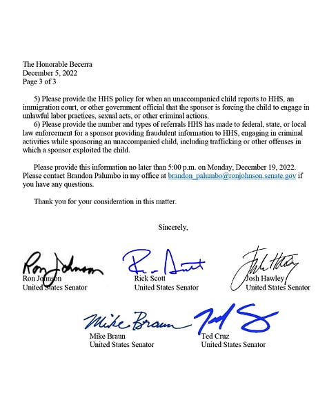 Letter from Senators