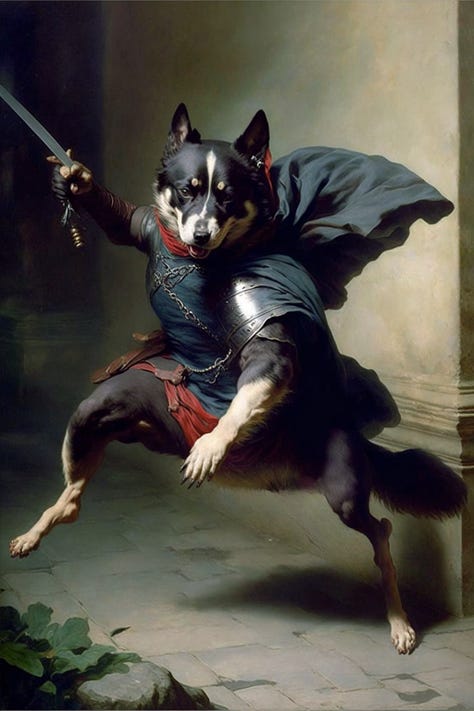 Ninja cats, dogs, foxes, hedgehogs, and squirrels in action poses