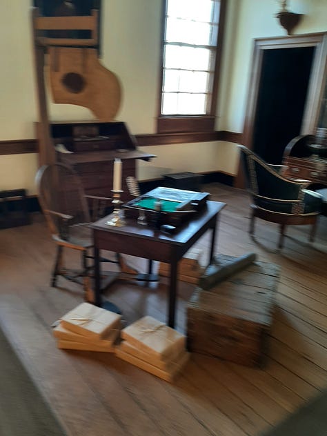 The interior of George Washington's Mount Vernon, including the dining room, parlor, a guest bedroom, Washington's library and the kitchen.